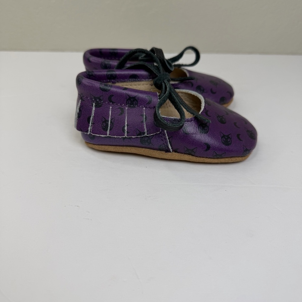Spellbound Soles Toddler Purple Celestial Pattern Mary Jane with Fringe Flats - Picture 4 of 10